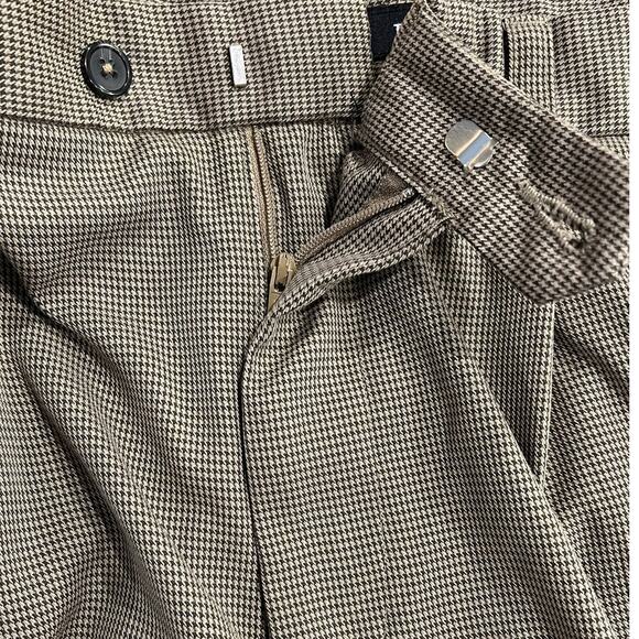 IZOD Brown & Tan Houndstooth Pleated Straight Leg Mens Dress Pants Mens 38 x 30 - Picture 4 of 15